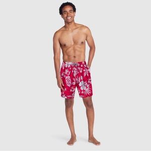 Men's Red Floral Swim Shorts Spedoo l, size Small